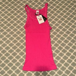 Re/Done x Hanes Fuchsia Ribbed Tank S